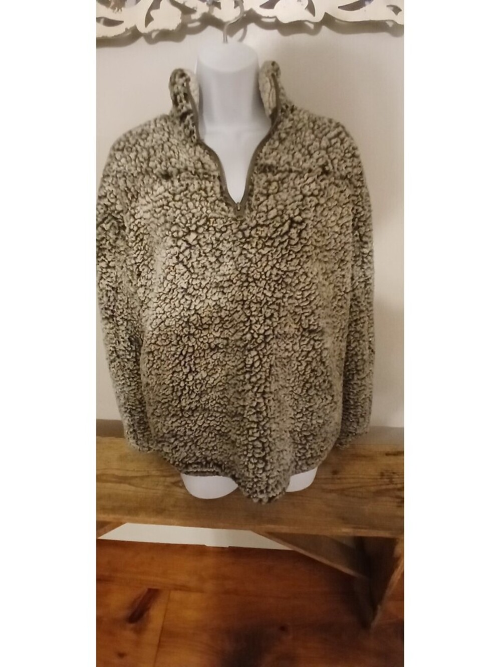 Thread & Supply Teddy Sherpa Jacket Women's Medium Gray Long Sleeve Sz M